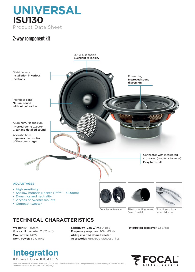 Colunas 13cm 2 Vias Separadas Focal Integration ISU 130 - Image 5