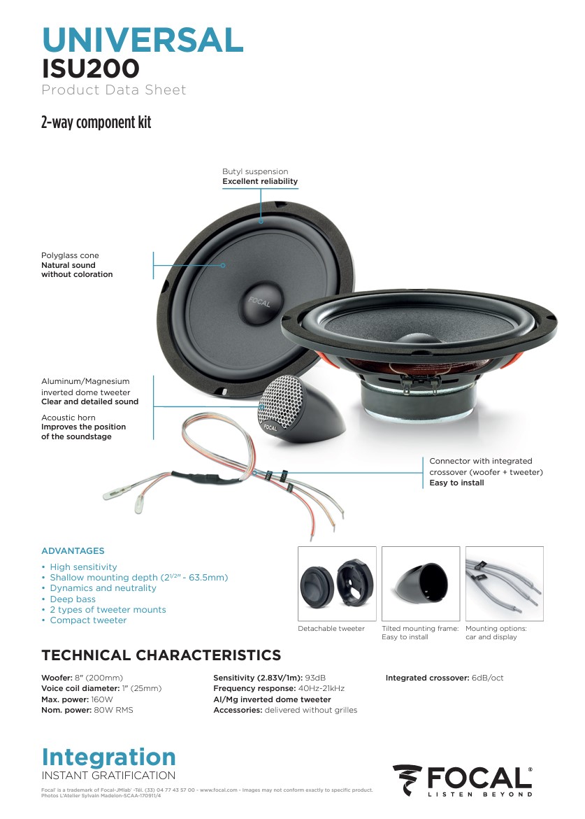Colunas 20cm 2 Vias Separadas Focal Integration ISU 200 - Image 5