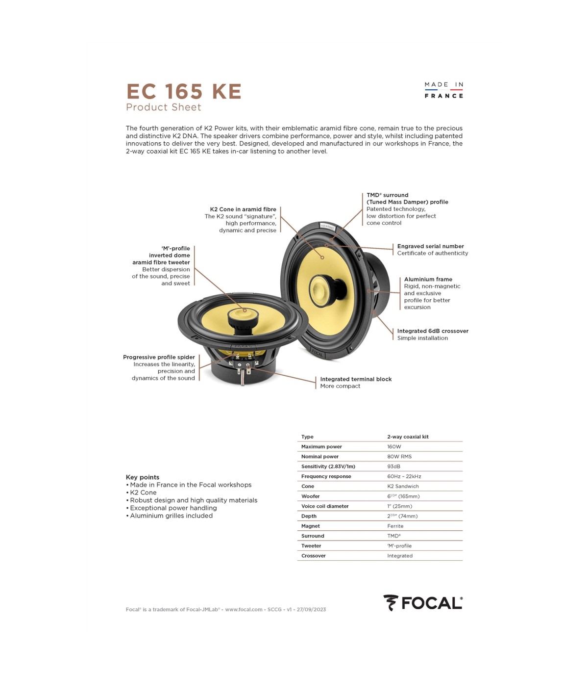 Colunas 16,5cm 2 Vias Coaxiais Focal K2 Power EC165K EVO - Image 3
