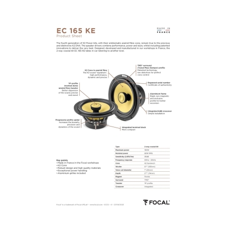 Colunas 16,5cm 2 Vias Coaxiais Focal K2 Power EC165K EVO - Image 3