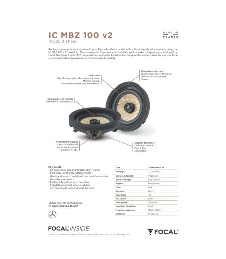 Colunas 10cm 2 Coaxiais Focal IC MBZ 100 V2 - Image 3