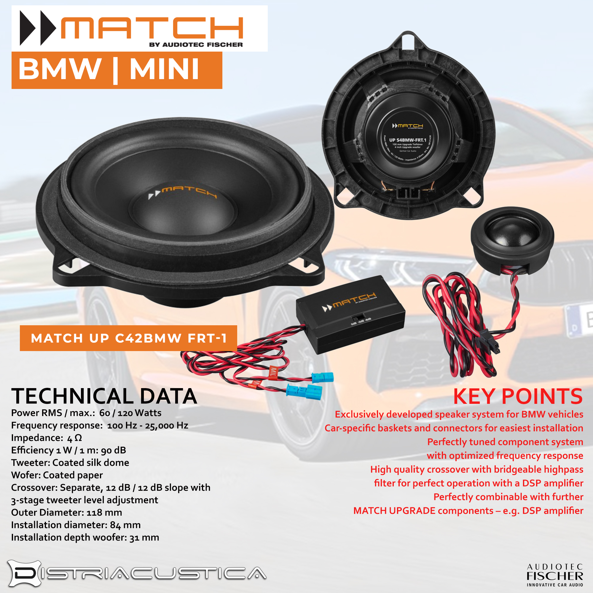 Colunas 10cm 2 Vias Separadas Match BMW.1 - Image 5