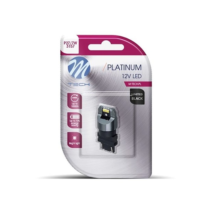 LED MTech P27W/7W 3157 Black 6x3020SMD 12v Branco - Image 2