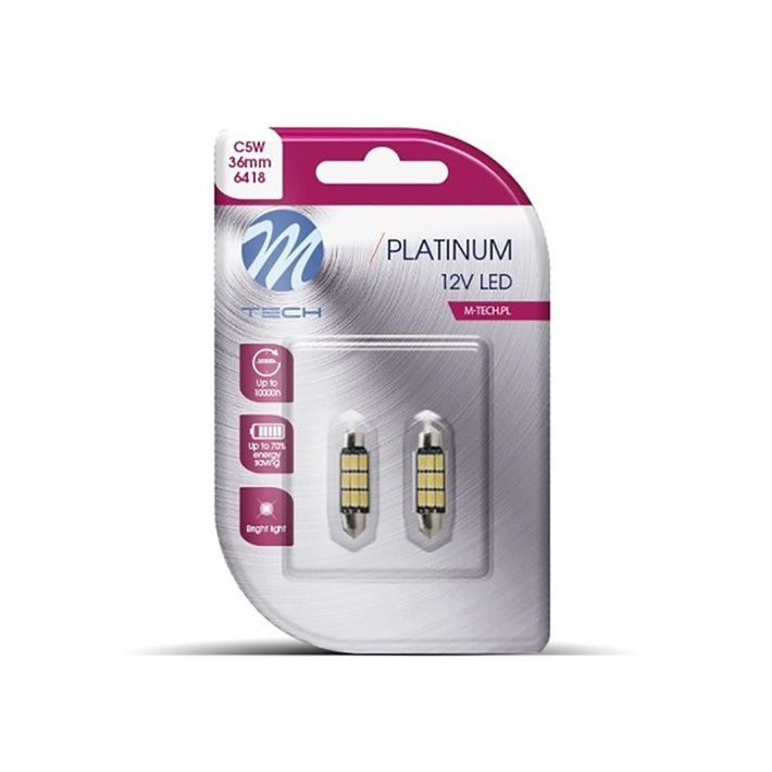 LED MTech Platinum C5W 36mm 9 OSRAM SMD5630 12v Branco Frio CANBUS (PAR)