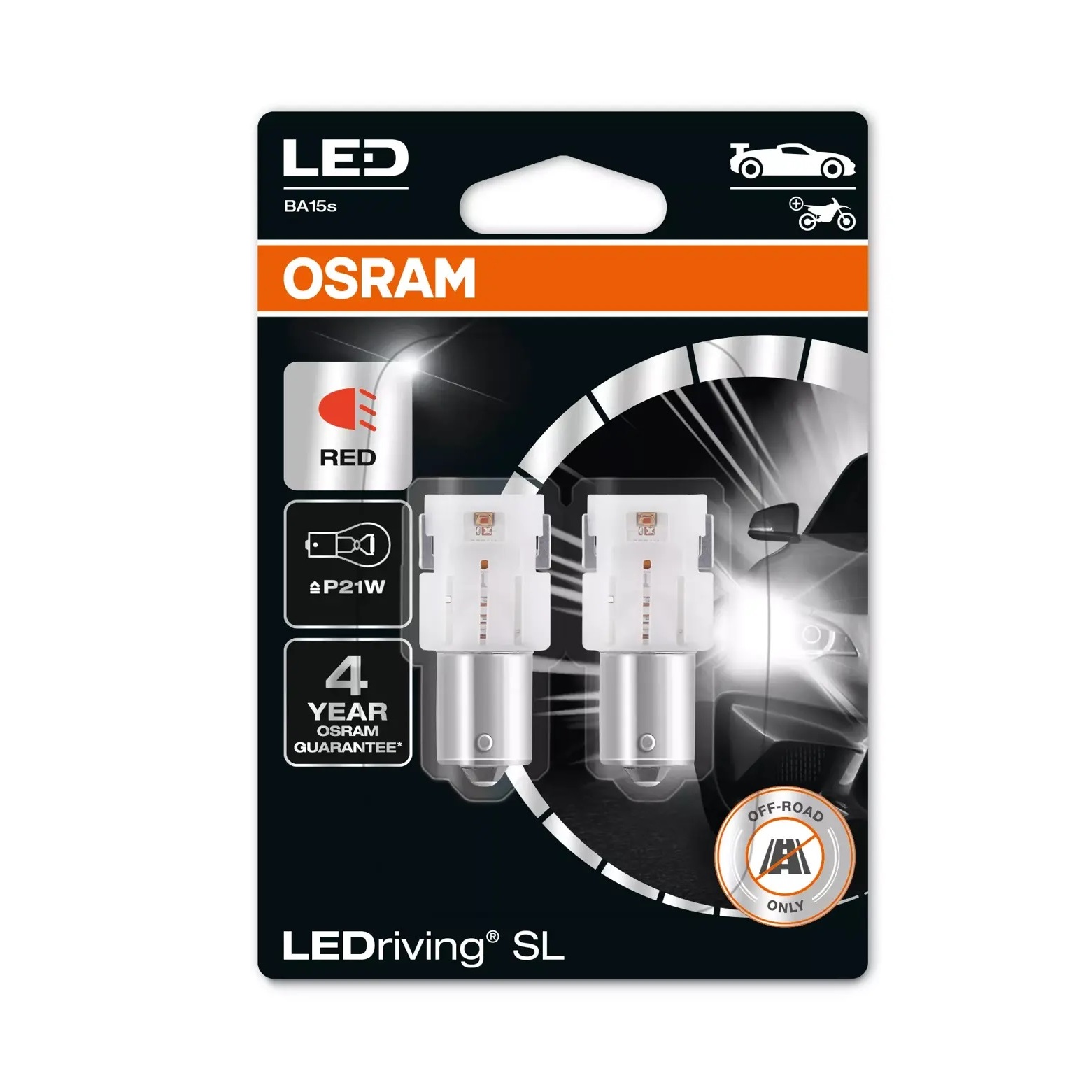 Osram LEDriving SL BA15S (P21W) 1,8W Vermelho (2un)