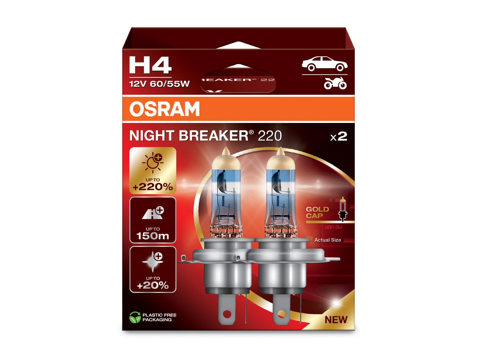 Osram Night Breaker 220 H4 60/55W 12v (DuoBox)
