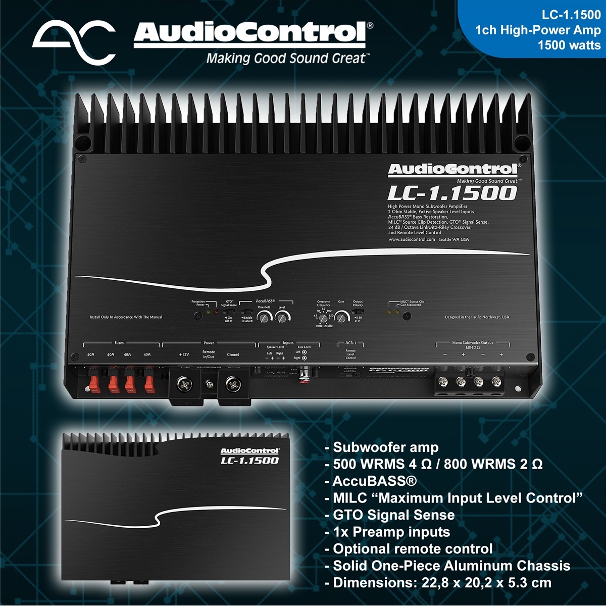 Amplificador Mono AudioControl LC-1.1500 - Image 2