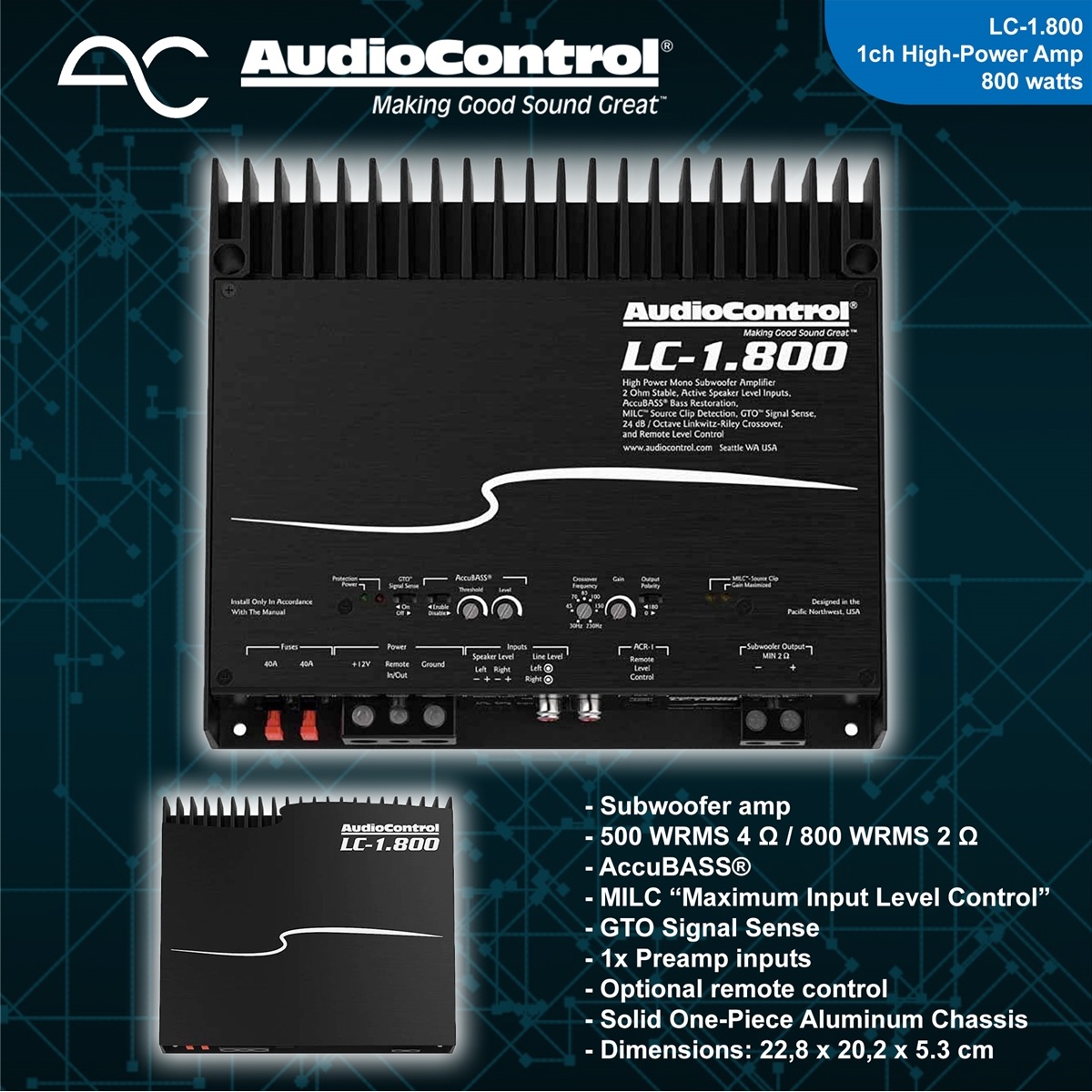 Amplificador Mono AudioControl LC-1.800 - Image 2
