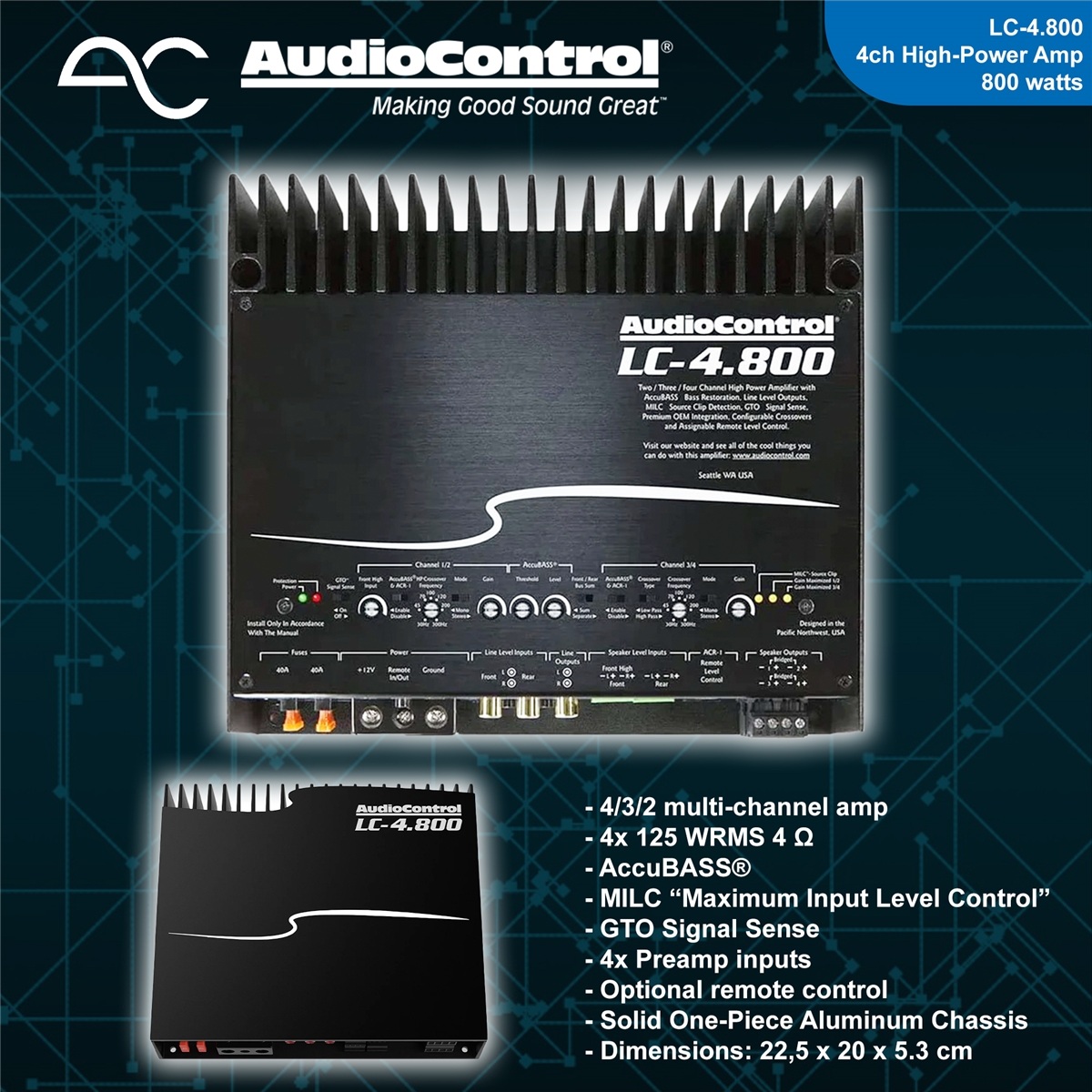 Amplificador 4 Canais AudioControl LC-4.800 - Image 2