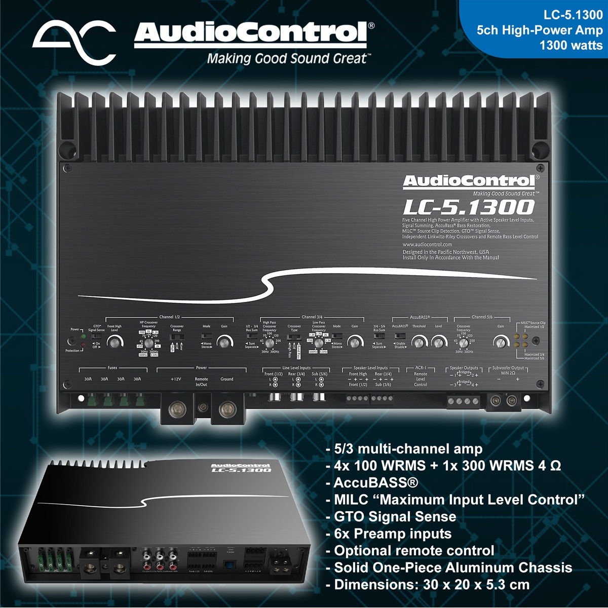 Amplificador 5 Canais AudioControl LC-5.1300 - Image 2