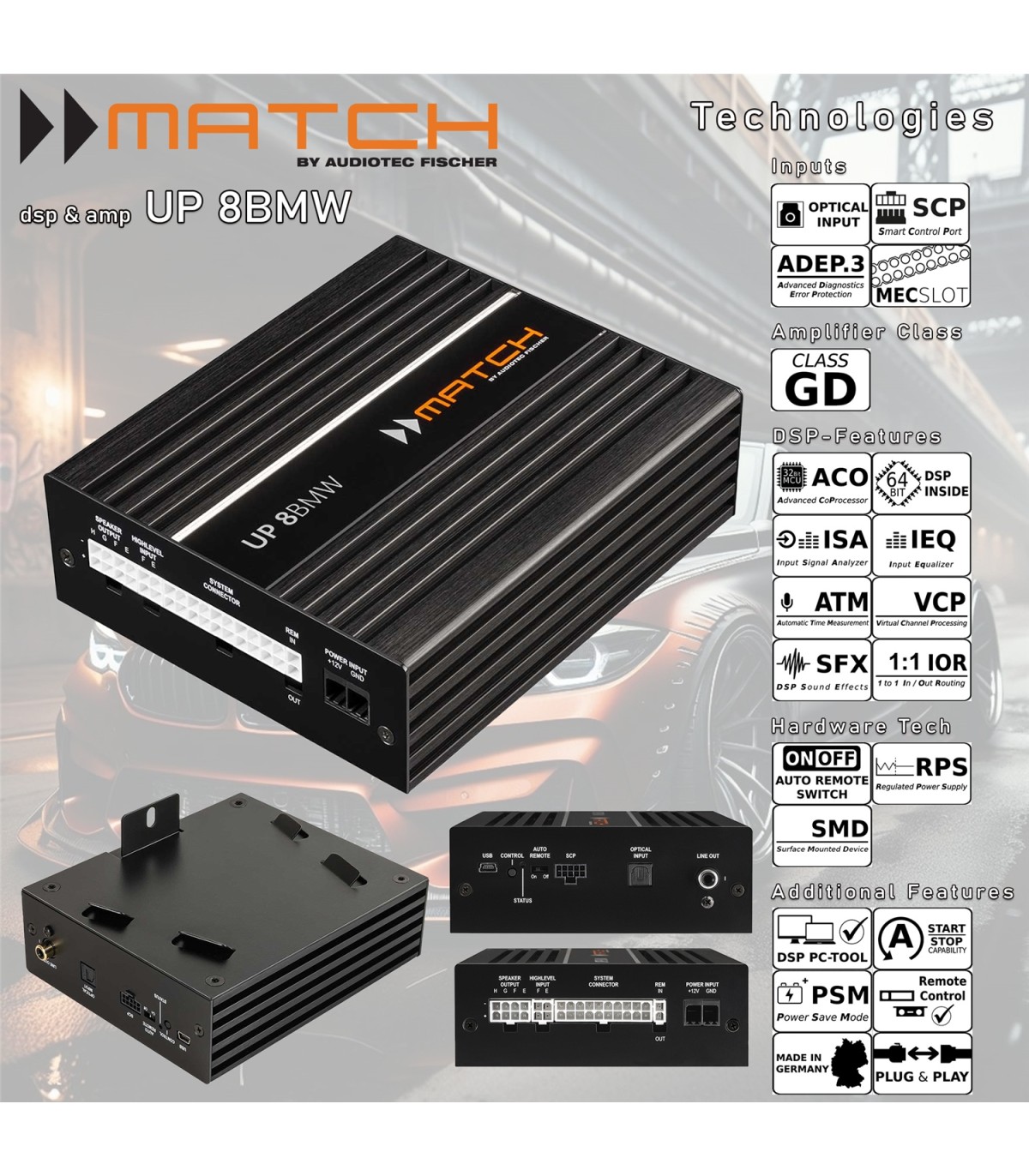 Amplificador e Processador Audio Match UP 8DSP BMW - Image 2