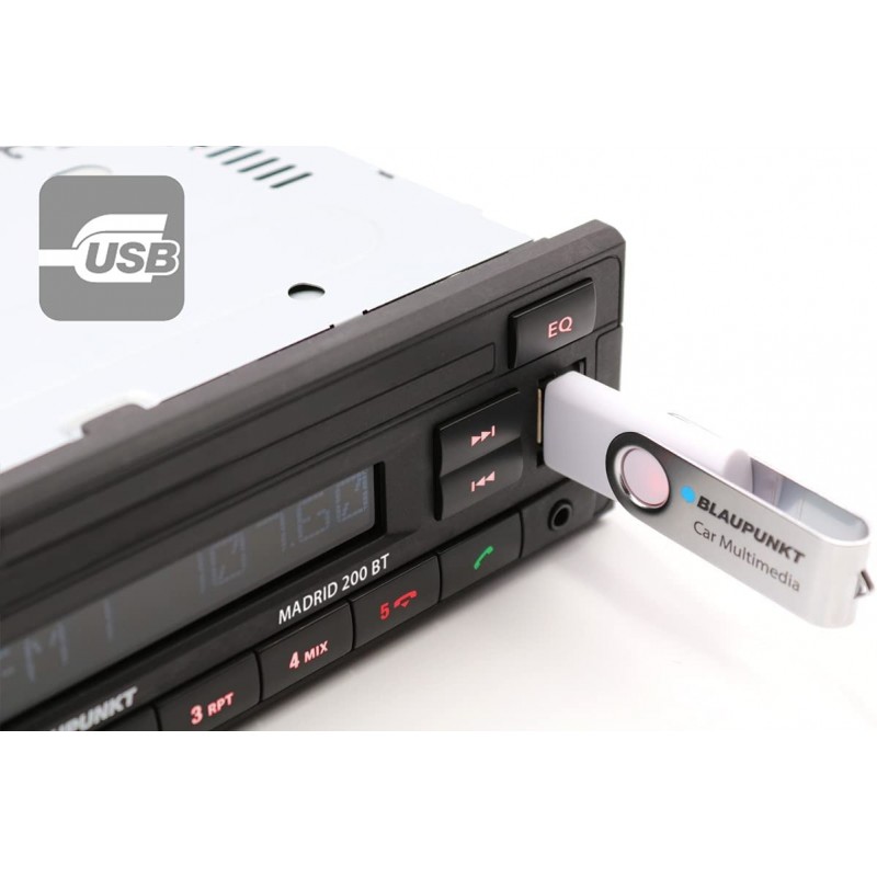 Rádio Blaupunkt Madrid 200 BT 1DIN USB Bluetooth 12V - Image 2