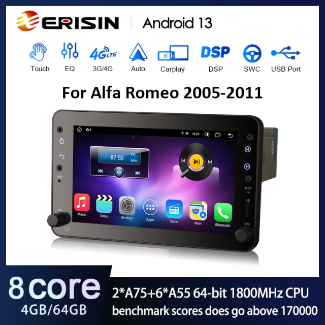 Rádio Erisin Android 13 MT8667 4GB 64GB Alfa Romeo 159 Brera Spider 7" CPW DSP - Image 3