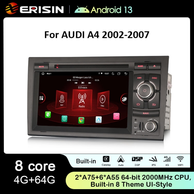 Rádio Erisin Android 13 MT8667 4GB 64GB VW 7" Audi A4 B6 B7 - Image 2