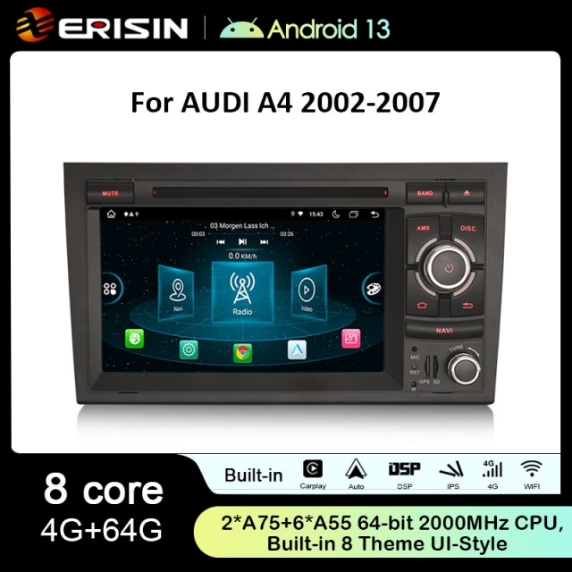 Rádio Erisin Android 13 MT8667 4GB 64GB VW 7" Audi A4 B6 B7 - Image 3