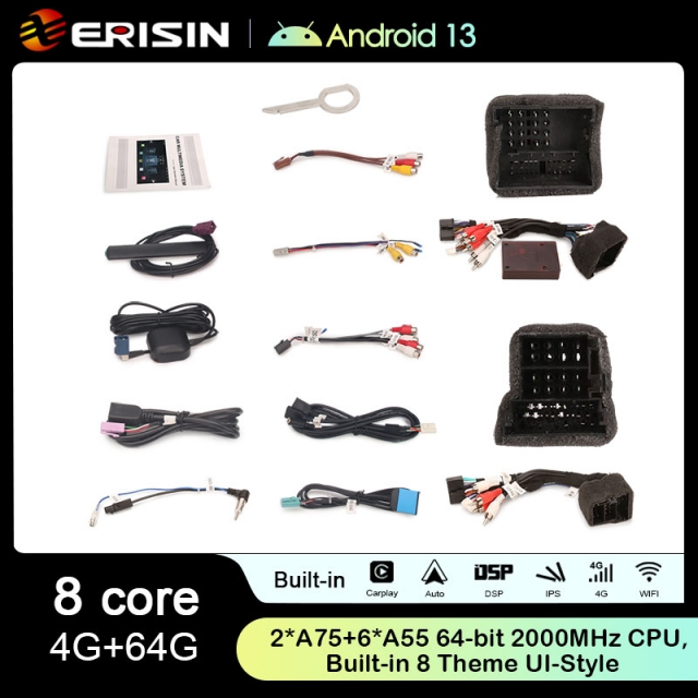 Rádio Erisin Android 13 MT8667 4GB 64GB VW 7" Audi A4 B6 B7 - Image 5