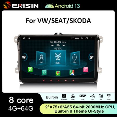 Rádio Erisin Android 13 MT8667 4GB 64GB VW 9