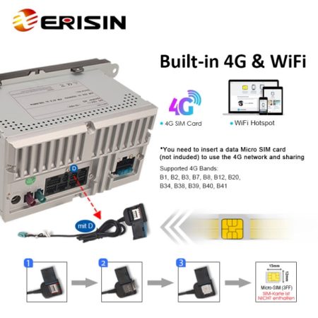 Rádio Erisin Android 13 MT8667 4GB 64GB VW 9