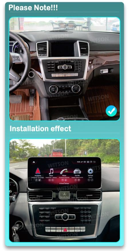 Ecrã Android 13 12.3" Snapdragon 680 4GB 64GB Mercedes-Benz ML W166 GL NTG 4.5 2012-2015 - Image 6