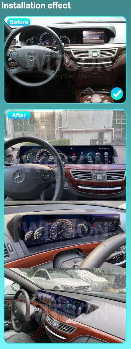 Ecrã Android 13 12.3" Snapdragon 680 4GB 64GB Mercedes-Benz Clase S W221 NTG 3.0/3.5 2006-2013 - Image 7