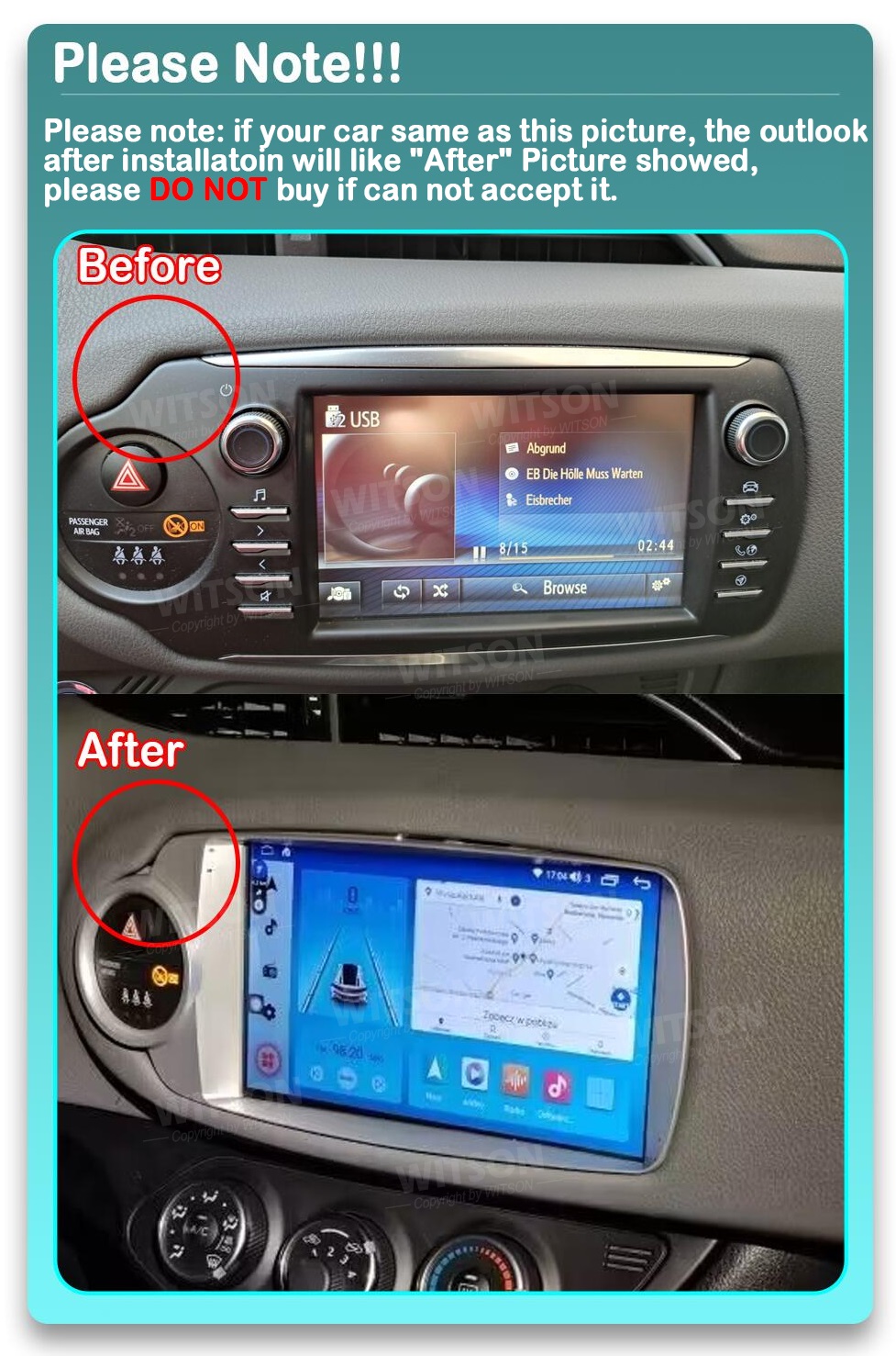 Rádio Witson Android 14 UIS7862 4GB 64GB 9" Toyota Yaris 2012-2017 (prateado) - Image 7