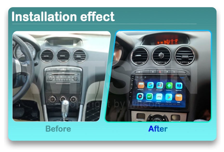 Rádio Witson Android 14 UIS7862 4GB 64GB 9" Peugeot 408 2010-2016308 1 T7 2007-2015 (preto) - Image 7