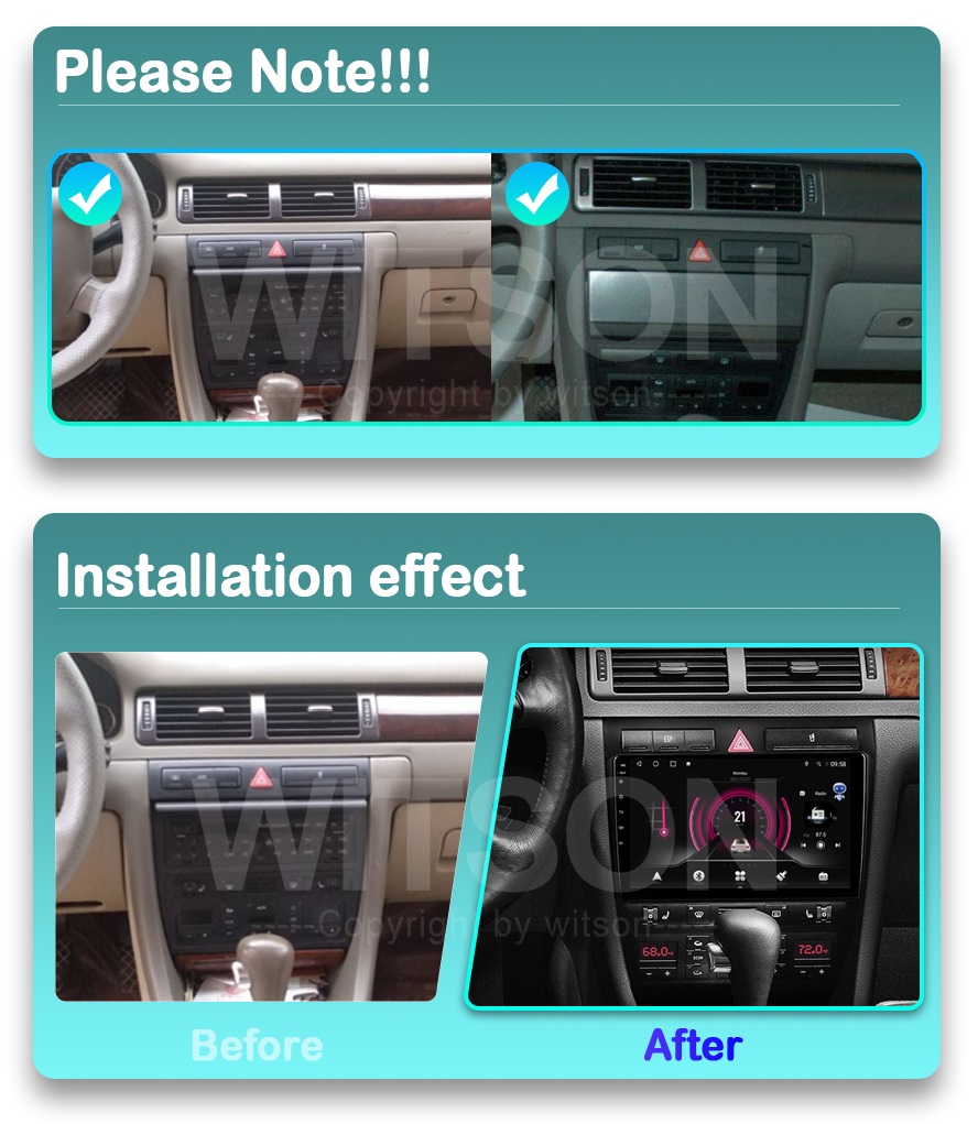 Rádio Witson Android 14 UIS7862 4GB 64GB 9" Audi A6 C5 1997-2004 S6 2 1999-2004 RS6 1 2002-2006 - Image 6