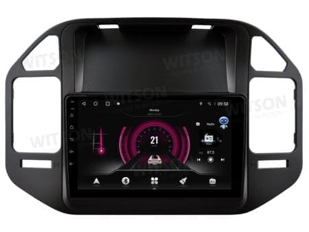 Rádio Witson Android 14 UIS7862 4GB 64GB 9" Mitsubishi Pajero 1999-2006 (preto)