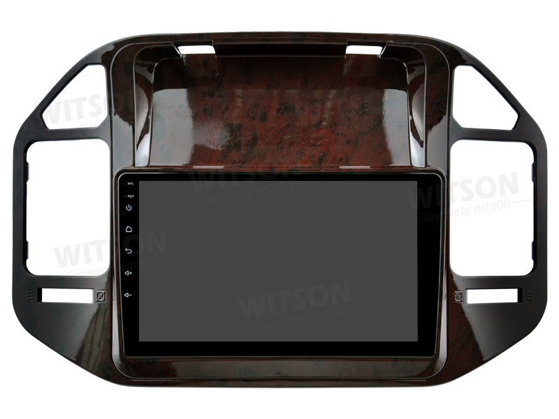 Rádio Witson Android 14 UIS7862 4GB 64GB 9" Mitsubishi Pajero 1999-2006 (imitação madeira)