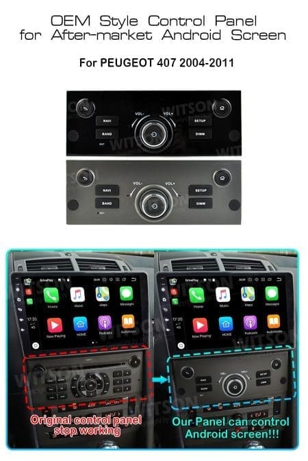 Painel Frontal para Rádio Android Peugeot 407 2004-2011 (preto) - Image 4