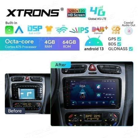 Rádio Xtrons Android 13 8" Octa-Core MTK8667 4GB 64GB Mercedes-Benz S/B - Image 13