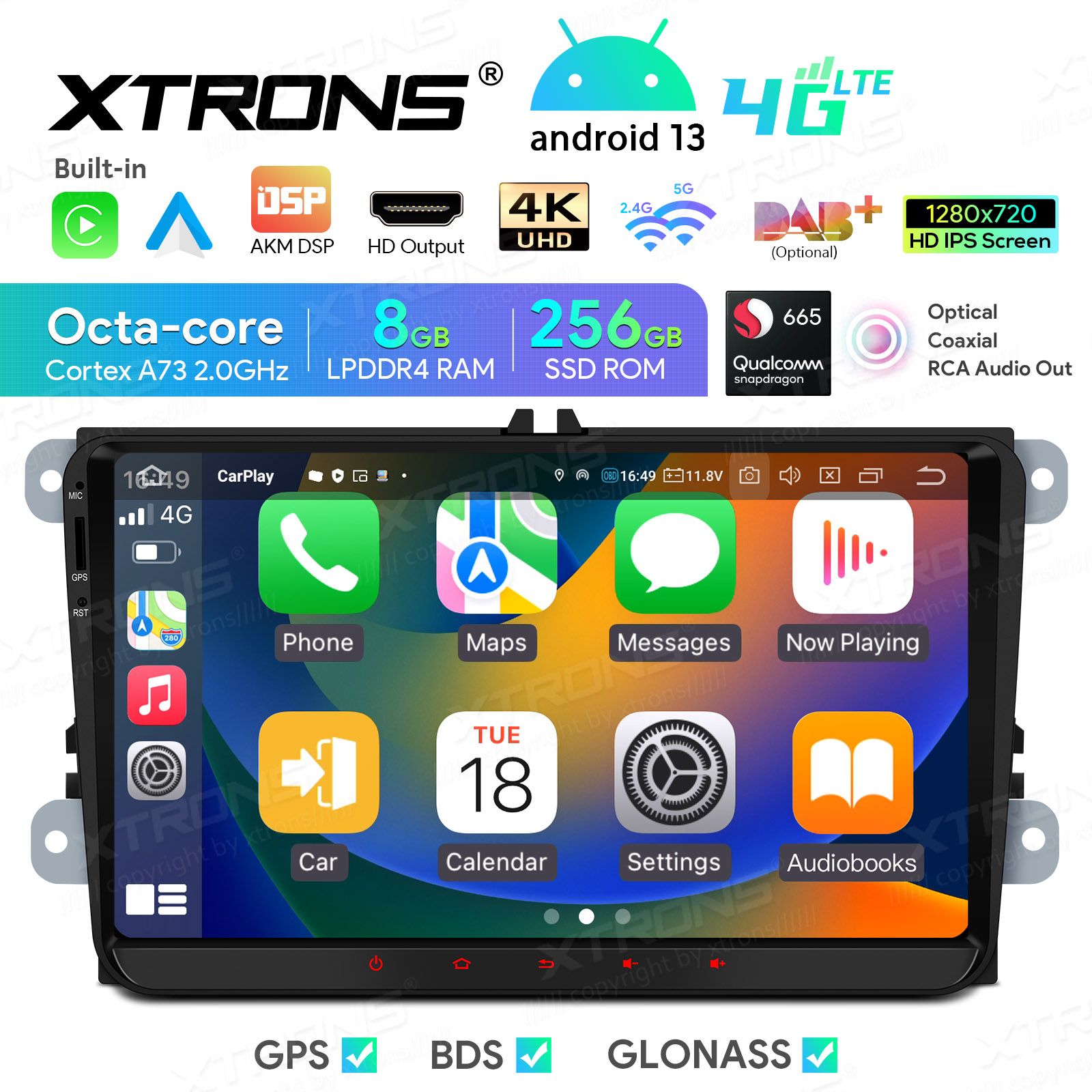 Rádio Xtrons Android 13 9" Snapdragon 665 8GB 256GB VW Seat Skoda CPW S/Botões - Image 2
