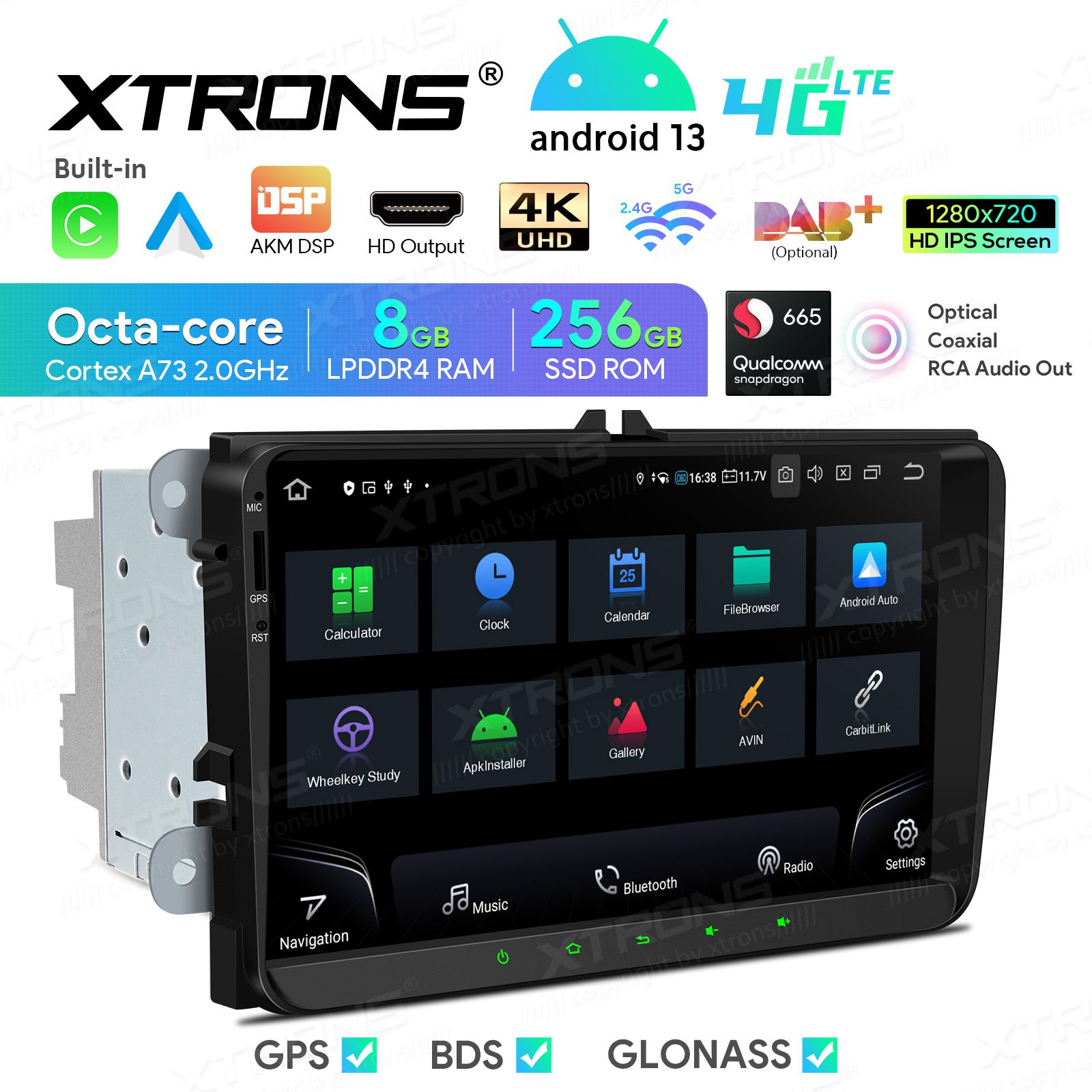 Rádio Xtrons Android 13 9" Snapdragon 665 8GB 256GB VW Seat Skoda CPW S/Botões - Image 4