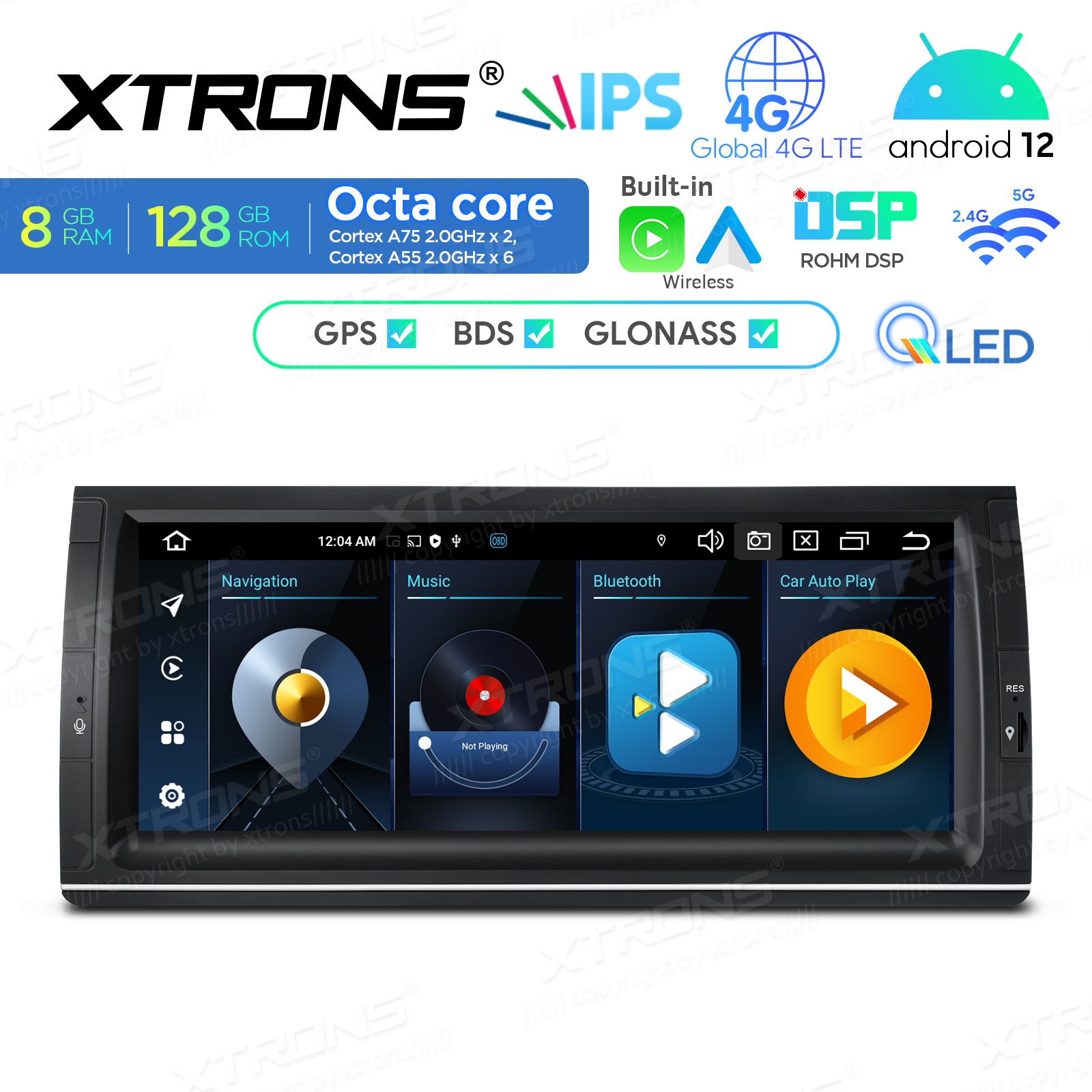Rádio Xtrons Android 12 10.25" Octa-Core 1.8Ghz 6GB 128GB BMW X5 E53 1999-2006