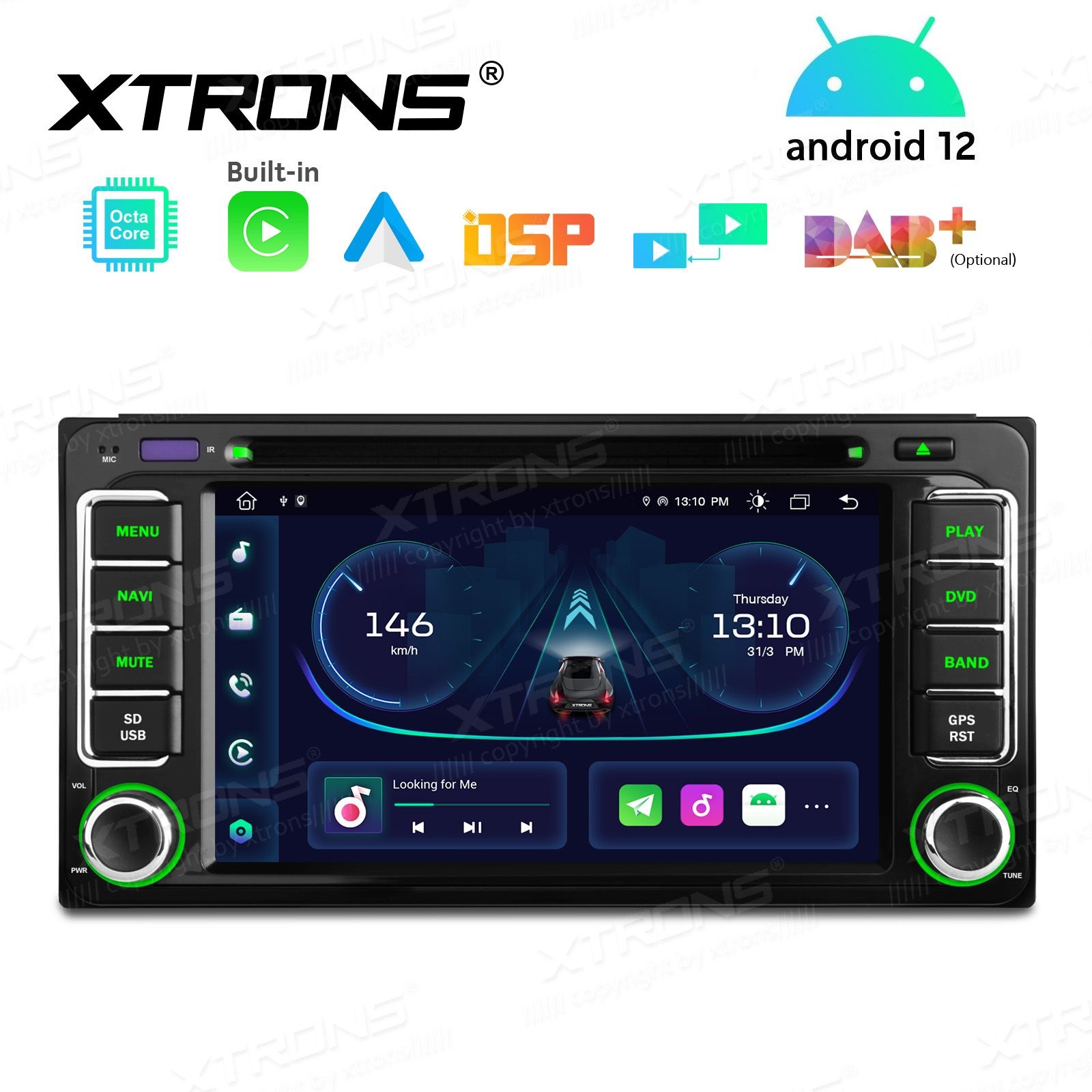 Rádio Xtrons Android 12 6.2" Octa-Core MTK 2GB 32GB Toyota C/ Botões