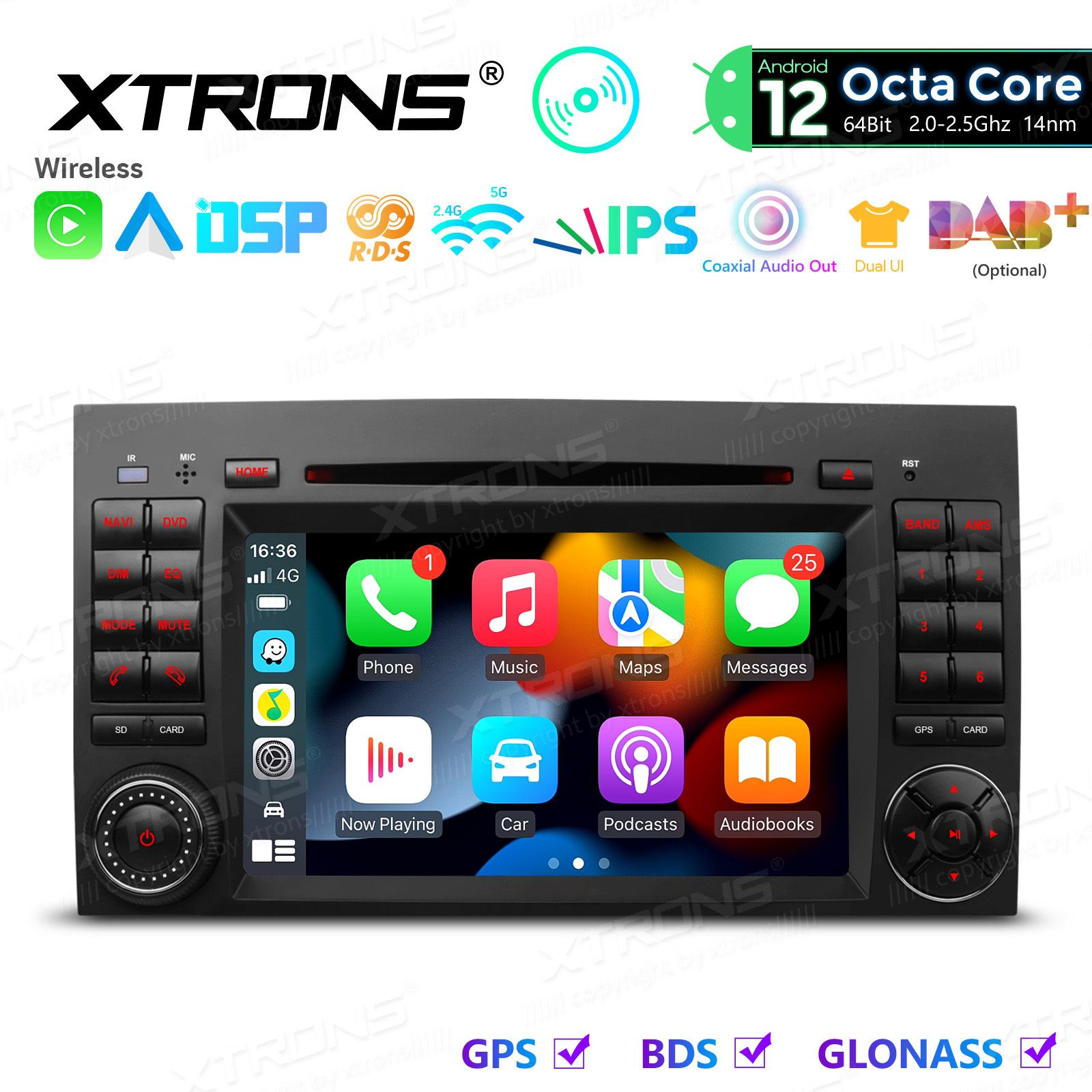 Rádio Xtrons Android 12 7" Octa-Core MTK 2GB 32GB Mercedes-Benz A B Vito Sprinter - Image 2