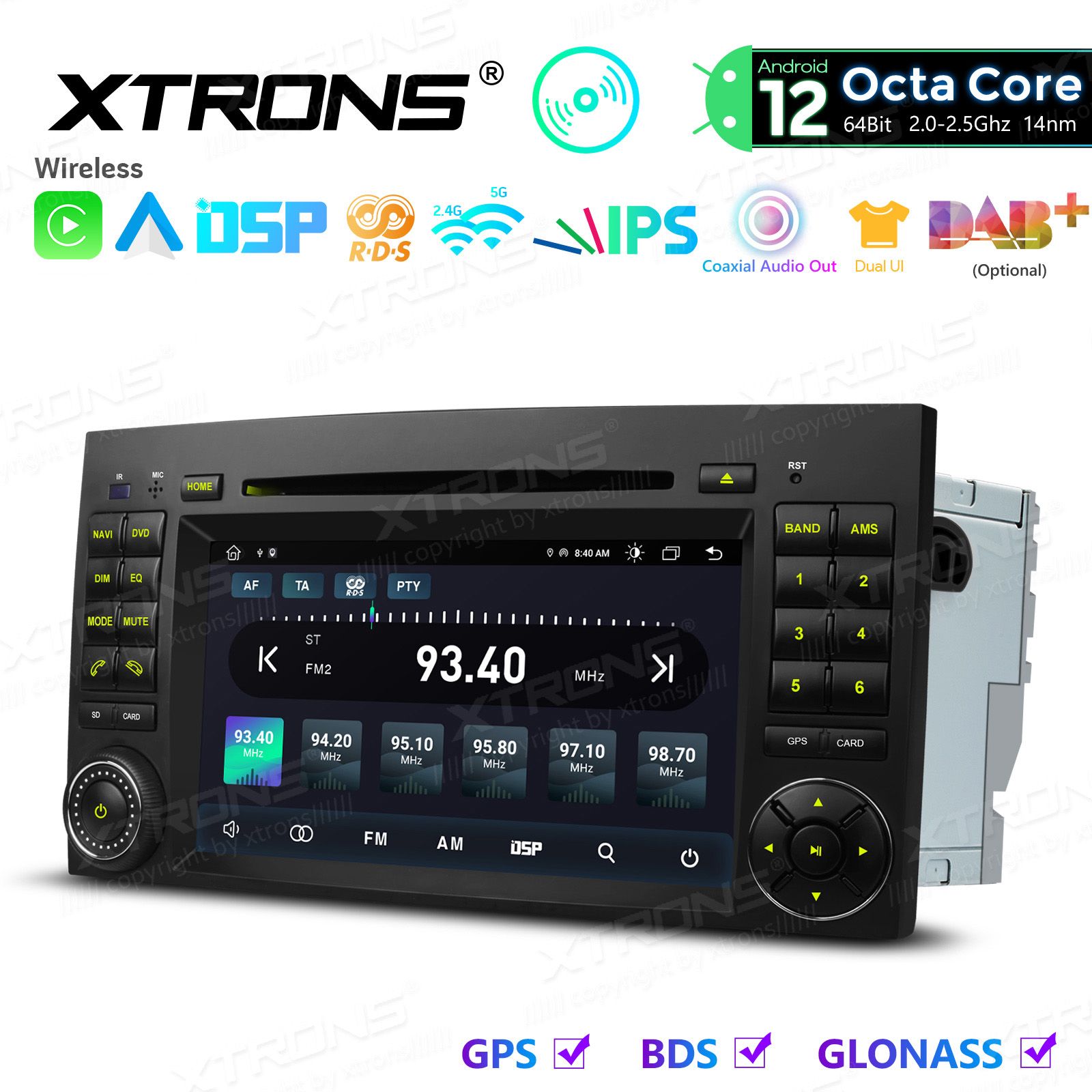 Rádio Xtrons Android 12 7" Octa-Core MTK 2GB 32GB Mercedes-Benz A B Vito Sprinter - Image 4