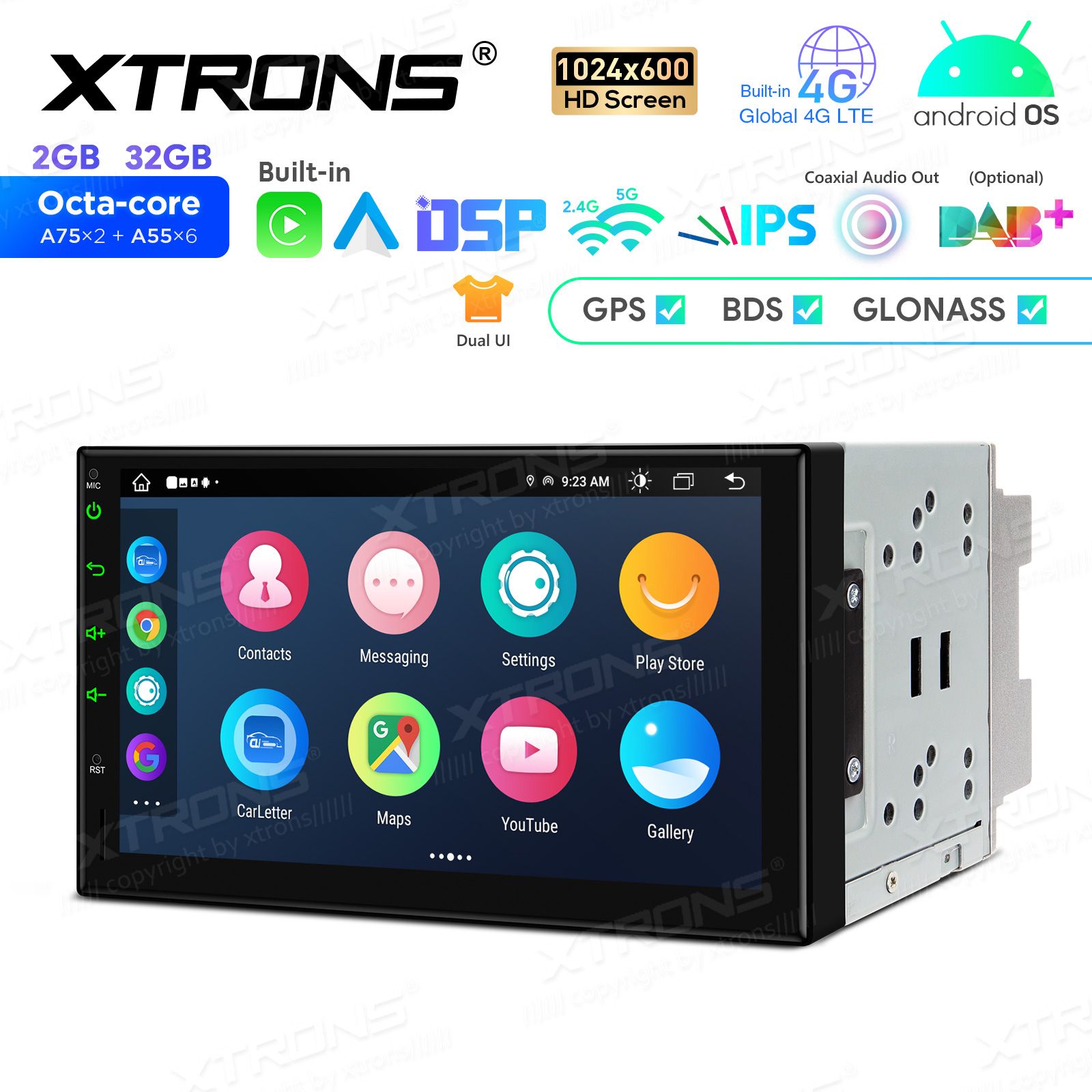 Rádio Xtrons Android 12 7" Octa-Core MTK 2GB 32GB Universal 2DIN S/ DVD - Image 2