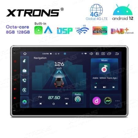 Rádio Xtrons Android 12 10.1" Octa-Core MTK 8GB 128GB Universal 2DIN Rotativo