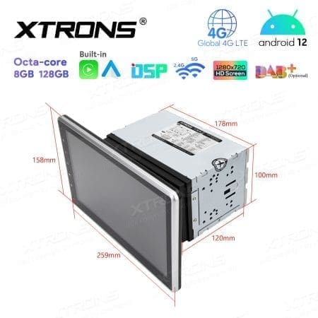 Rádio Xtrons Android 12 10.1" Octa-Core MTK 8GB 128GB Universal 2DIN Rotativo - Image 10