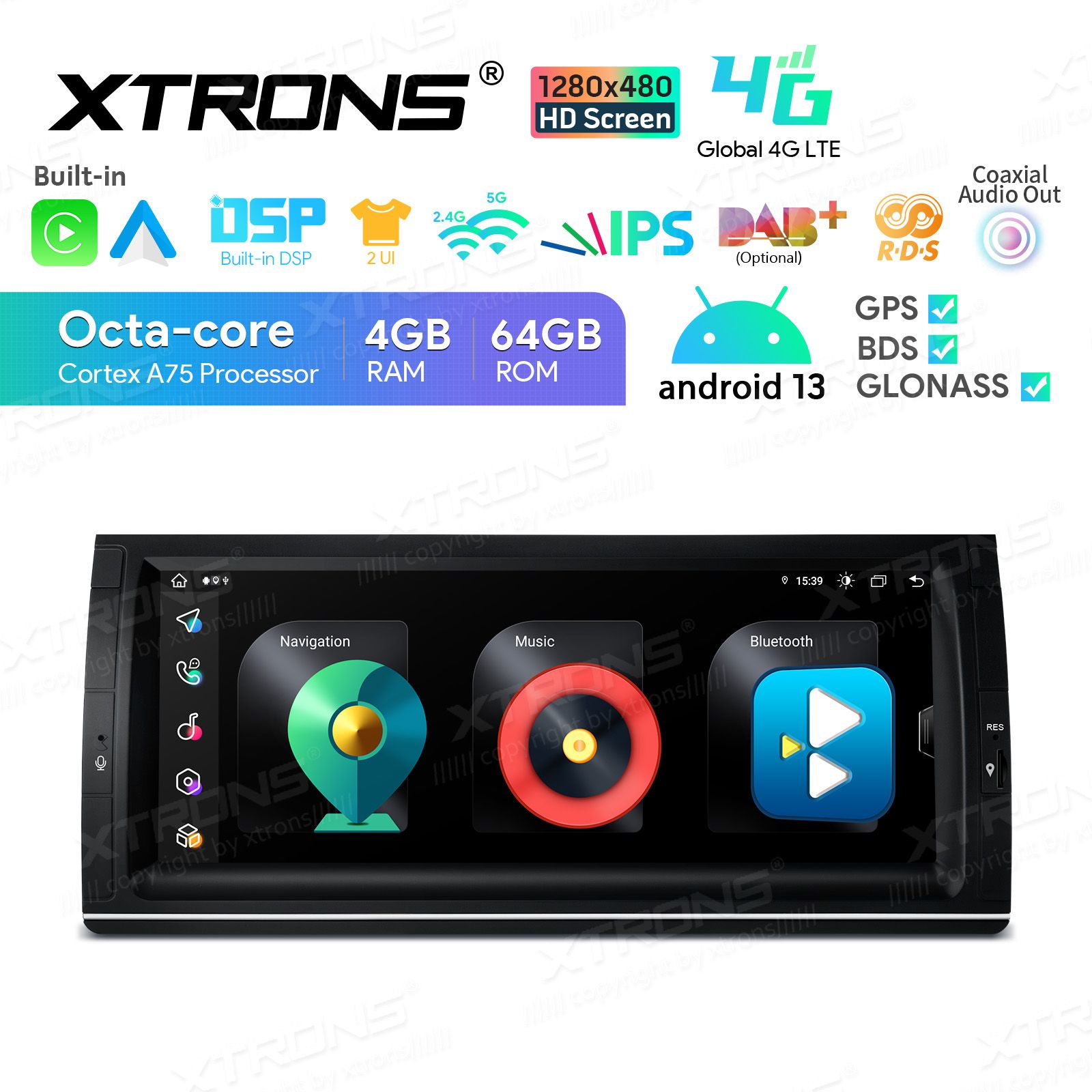 Rádio Xtrons Android 13 10.25" Octa-core BMW X5 E53 4GB 64GB 1999-2006