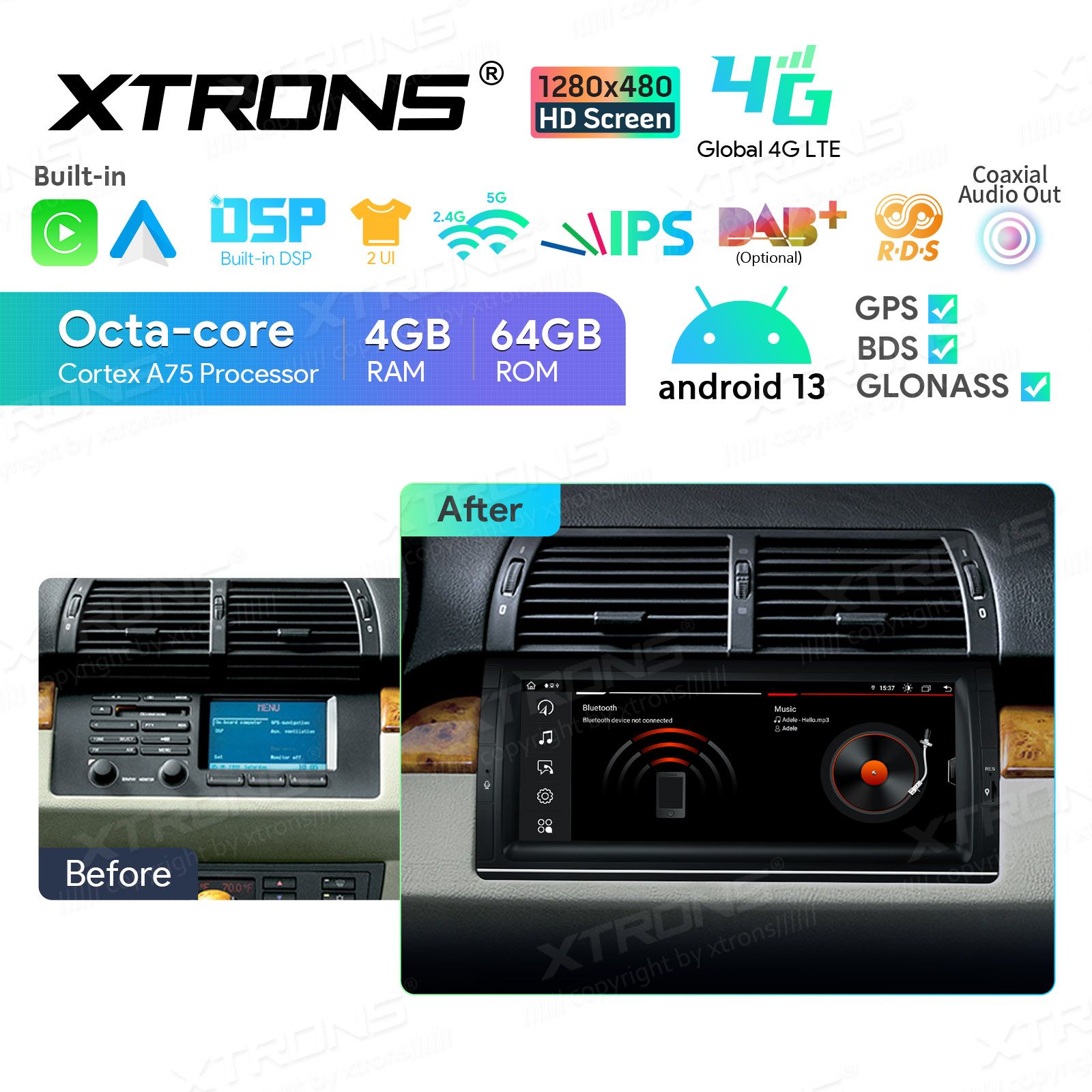 Rádio Xtrons Android 13 10.25" Octa-core BMW X5 E53 4GB 64GB 1999-2006 - Image 12