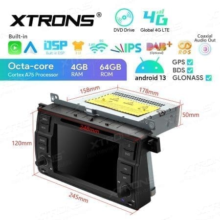 Rádio Xtrons Android 13 7" Octa Core 4GB 64GB BMW Série 3 E46 Rover 75 MG ZT - Image 10