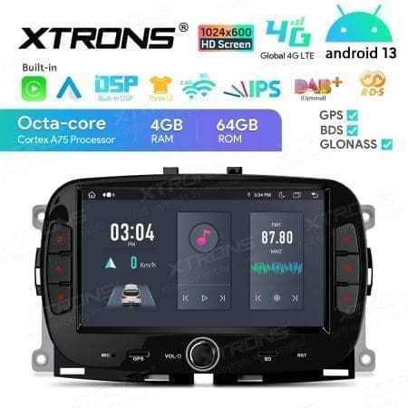 Rádio Xtrons Android 13 7" Octa Core 4GB 64GB Fiat 500 2016-2020 - Image 4