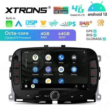 Rádio Xtrons Android 13 7" Octa Core 4GB 64GB Fiat 500 2016-2020 - Image 6