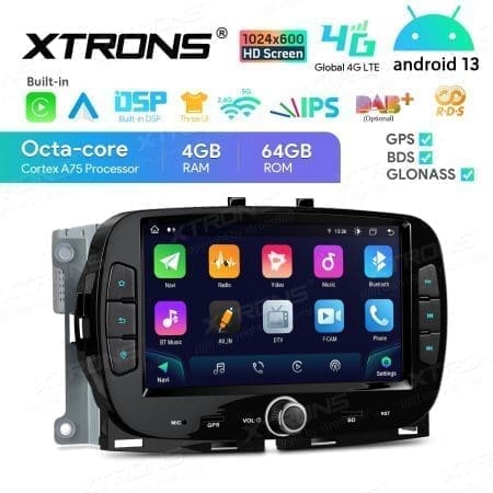 Rádio Xtrons Android 13 7" Octa Core 4GB 64GB Fiat 500 2016-2020 - Image 8