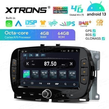 Rádio Xtrons Android 13 7" Octa Core 4GB 64GB Fiat 500 2016-2020 - Image 9