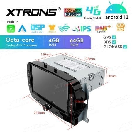 Rádio Xtrons Android 13 7" Octa Core 4GB 64GB Fiat 500 2016-2020 - Image 10