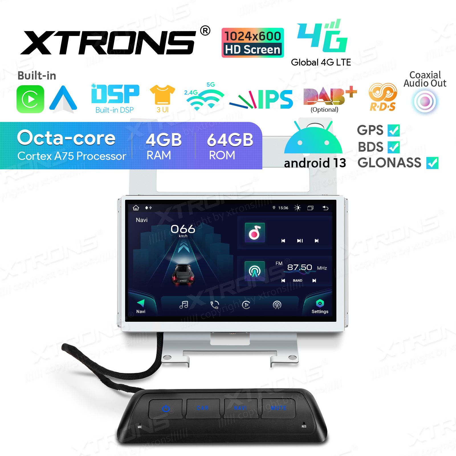 Rádio Xtrons Android 13 7" Octa-Core 4GB 64GB Land Rover Freelander 2 2007-2012