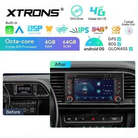 Rádio Xtrons Android 13 7" Octa-Core 4GB 64GB Seat Leon 2013-2018 - Image 12